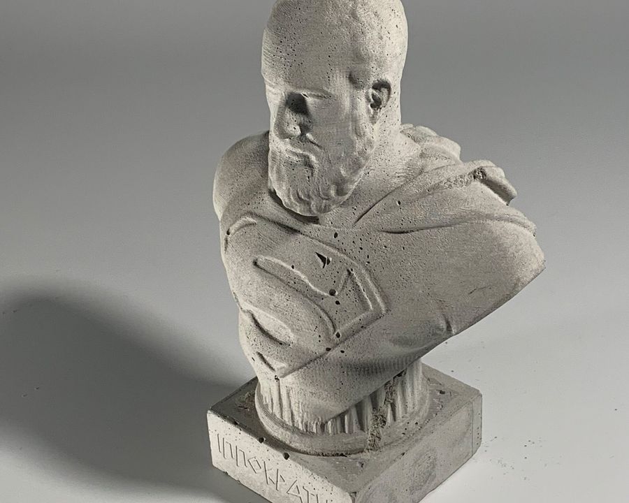 Concrete bust of Hippocrates