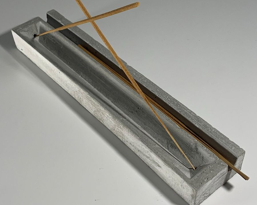 Concrete dual stick incense burner