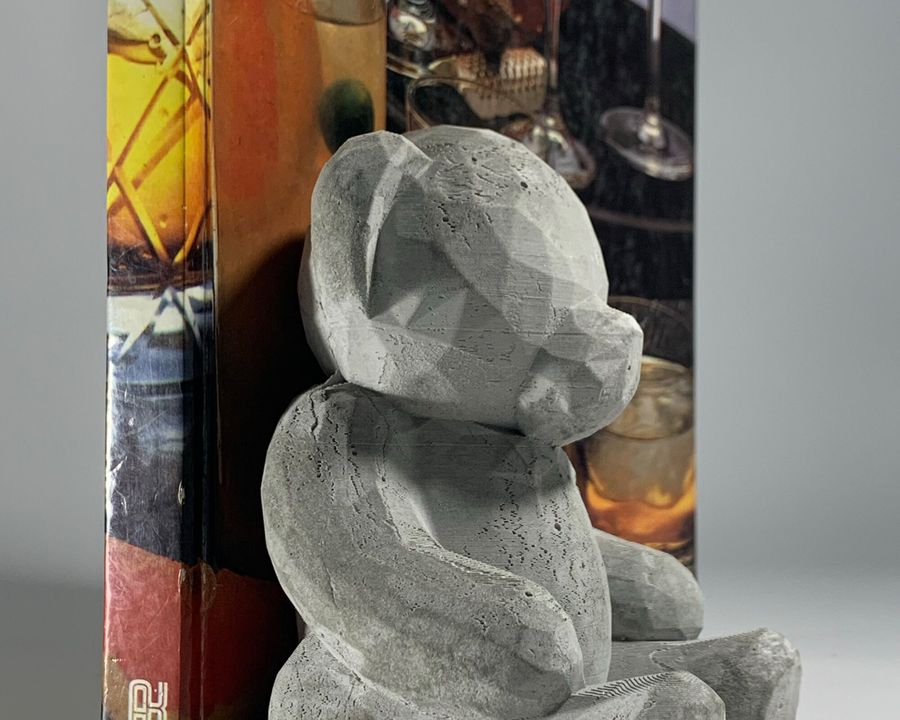 Concrete teddy bear bookends