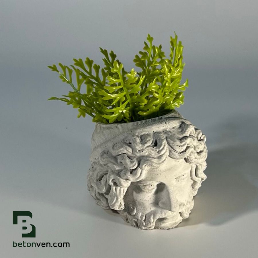 Concrete head planter of Zeus